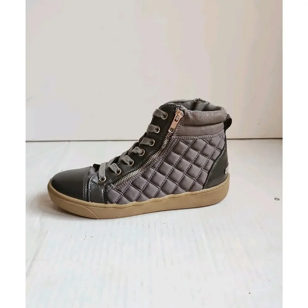 Juicy Couture Women's Size 8 Vareen Grey Quilted High-Top Sneakers Side Zip Y2K